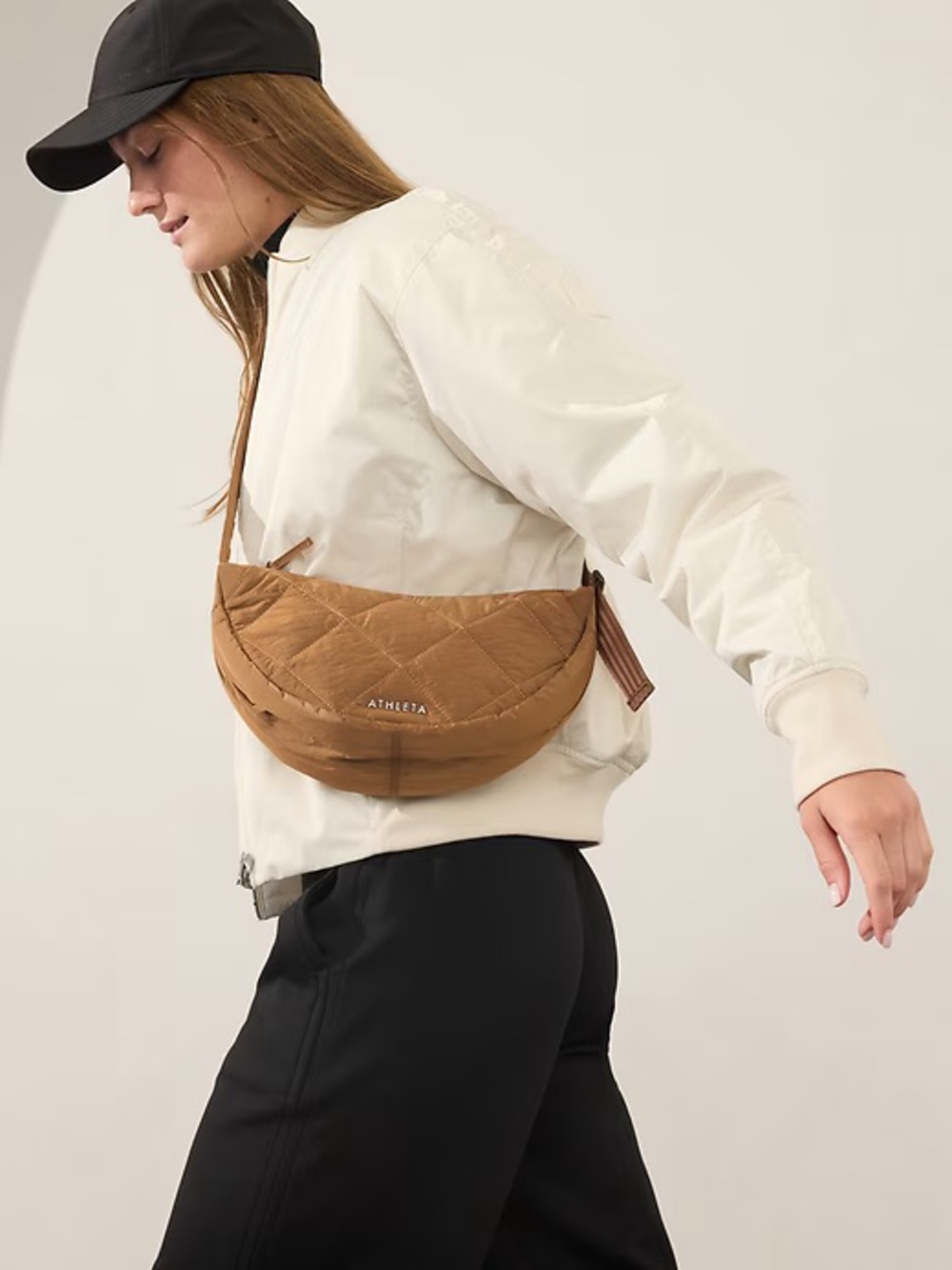 Athleta All About Quilted Crossbody Bag in Walnut A18